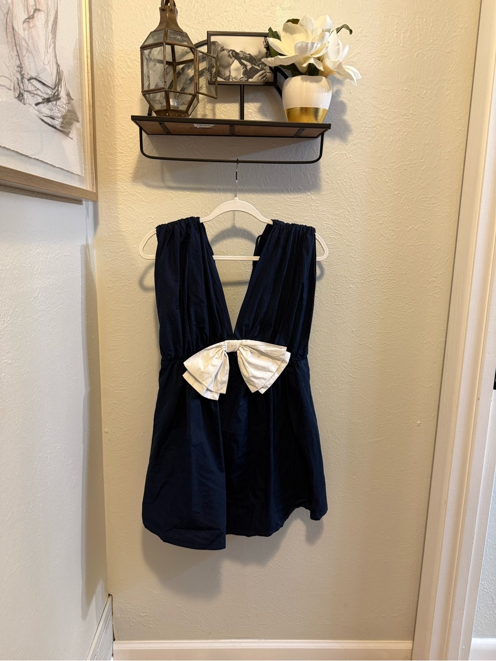 Day + Moon Navy Blue Mini Dress w/ Bow – Size Medium